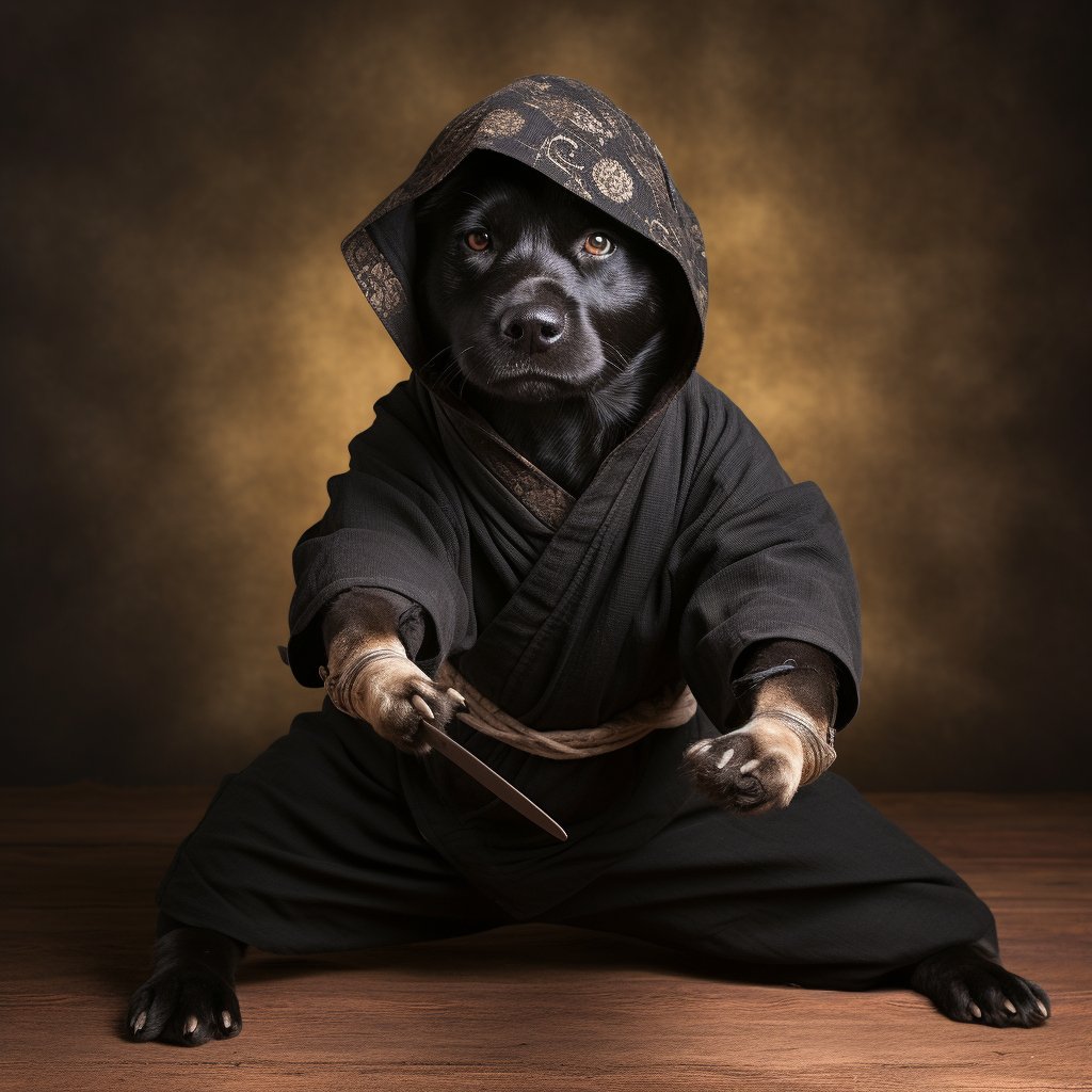 Ninjas of Yesteryear: Vintage Dogs Print with a Stealthy Vibe