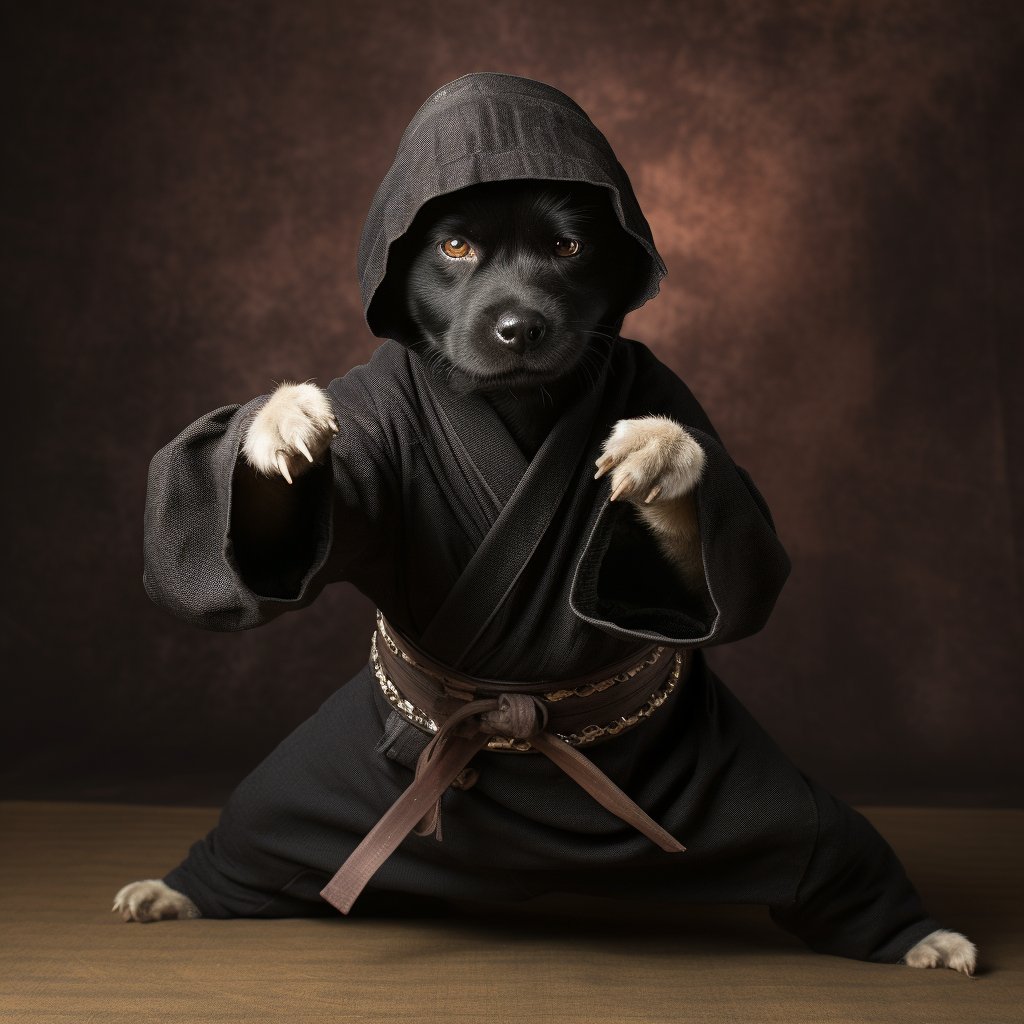 Ninja in Uniform: Unleashing Adorable Stealth in Pet Portraiture