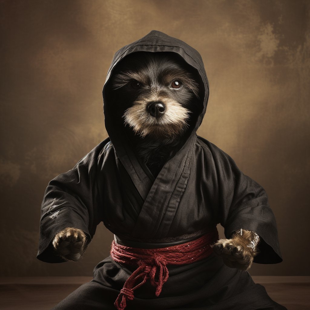 Ninja Family Unleashed: Custom Pet Portrait with a Twist
