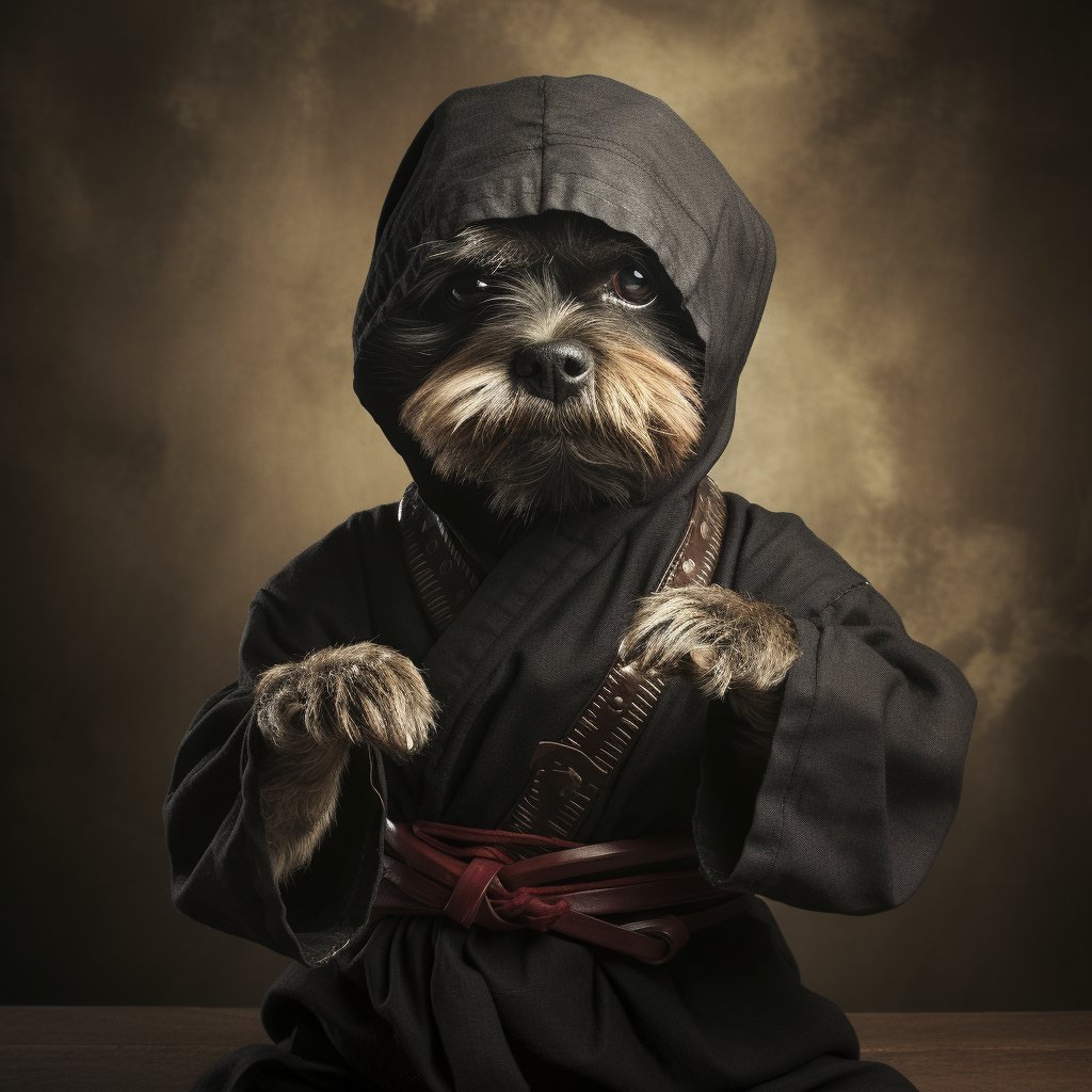 Ninja Paws in the Spotlight: Famous Portraits with Dogs Reimagined