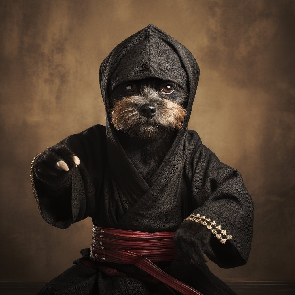 Ninja Chic: Get a Custom Portrait of Your Mysterious Pooch
