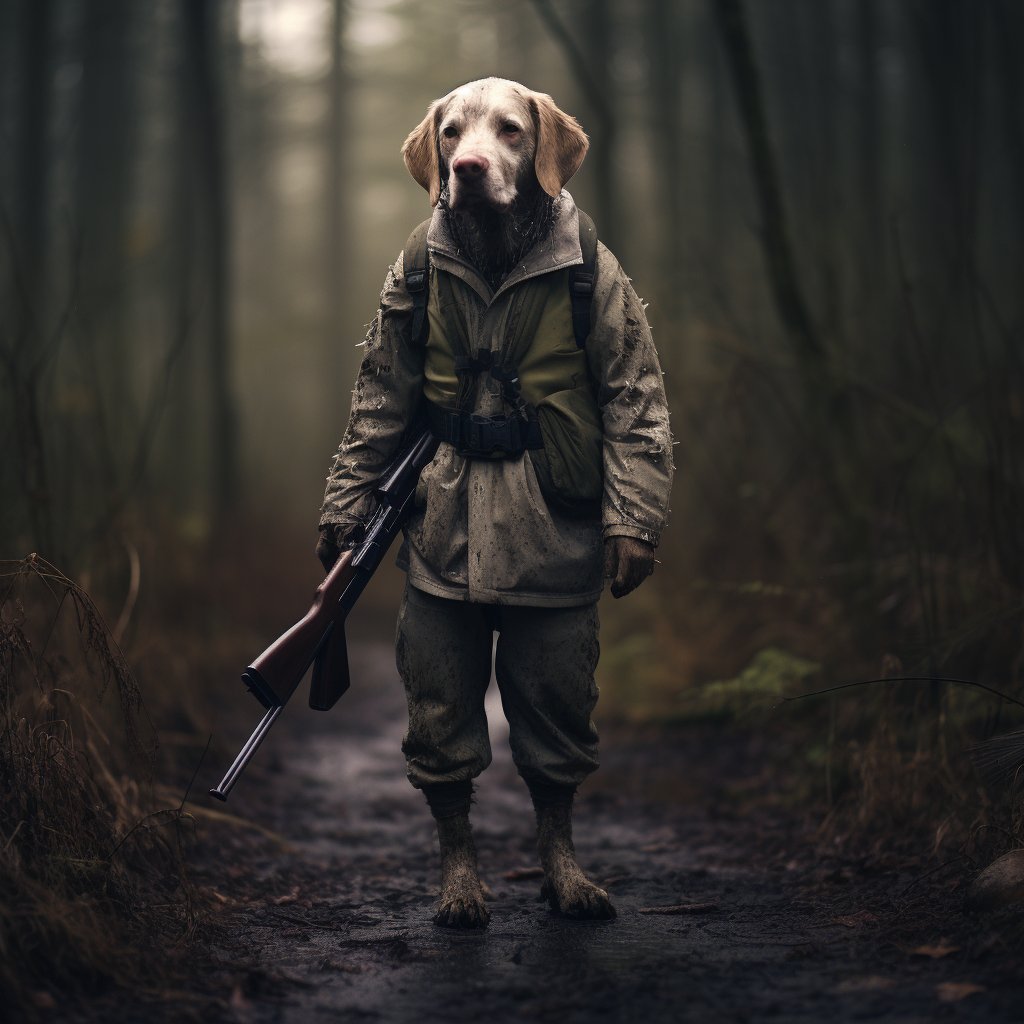 Sartorial Elegance in the Wilderness: Dog in a Custom Forest Suit Portrait