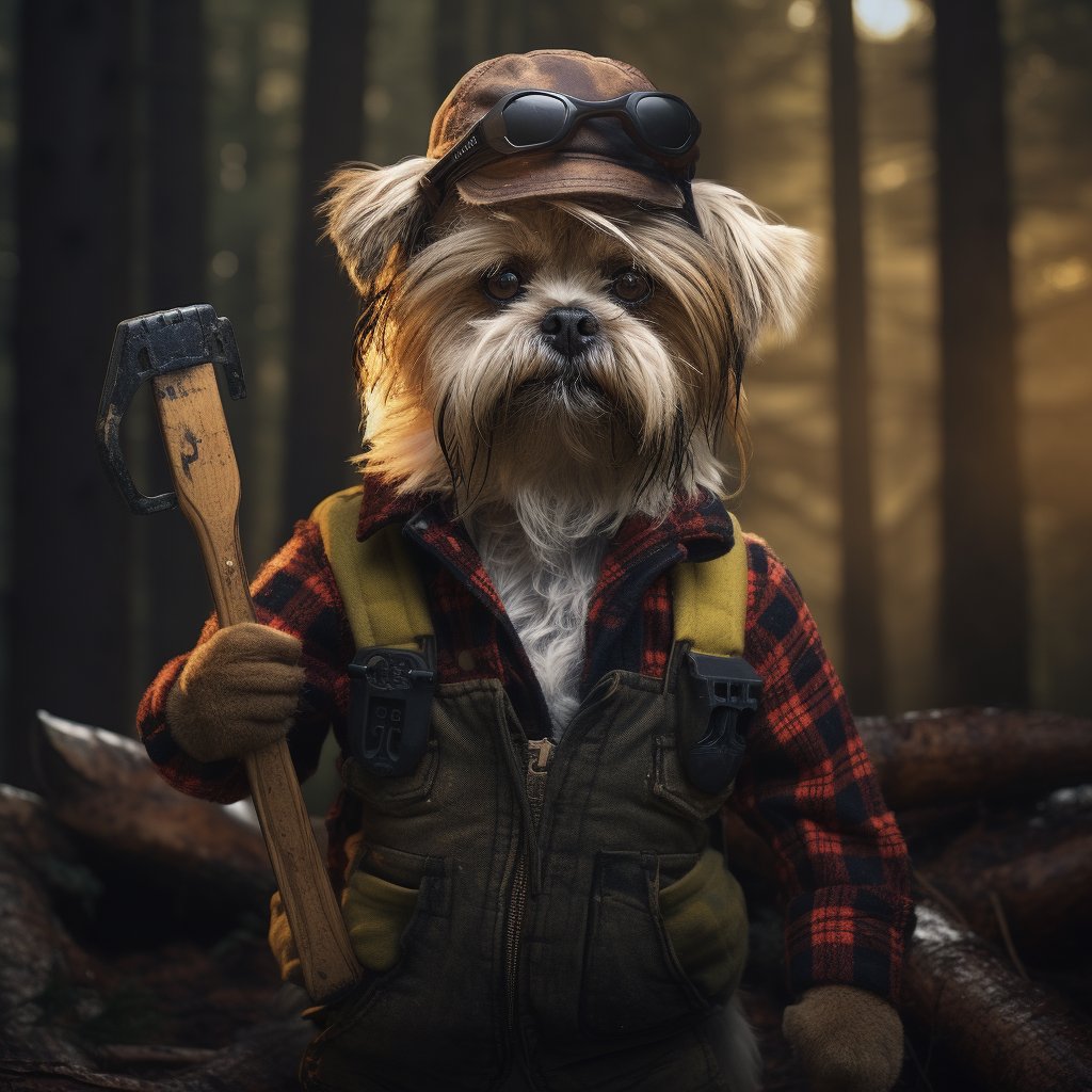 A Lumberjack-Inspired Pet Portrait by Renowned Dog Portrait Artists