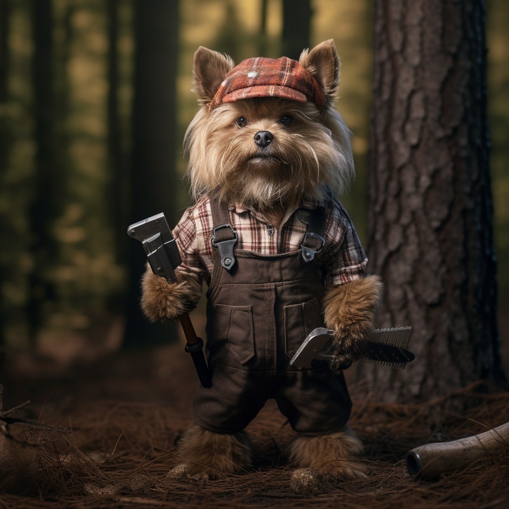 Gift of Lumberjack Elegance: Custom Forest Pet Portrait