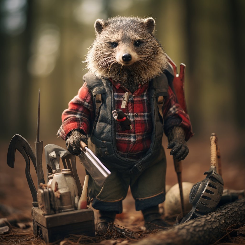 Majestic Lumberjack Prowess: A Forest-Friendly Pet Canvas Portrait