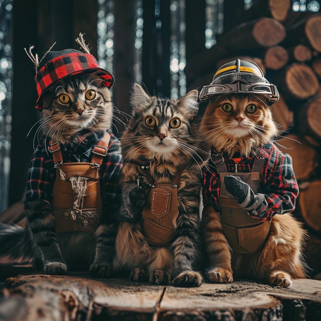 Cute Lumberjack Trio: Whimsical Forest Adventures Portrait