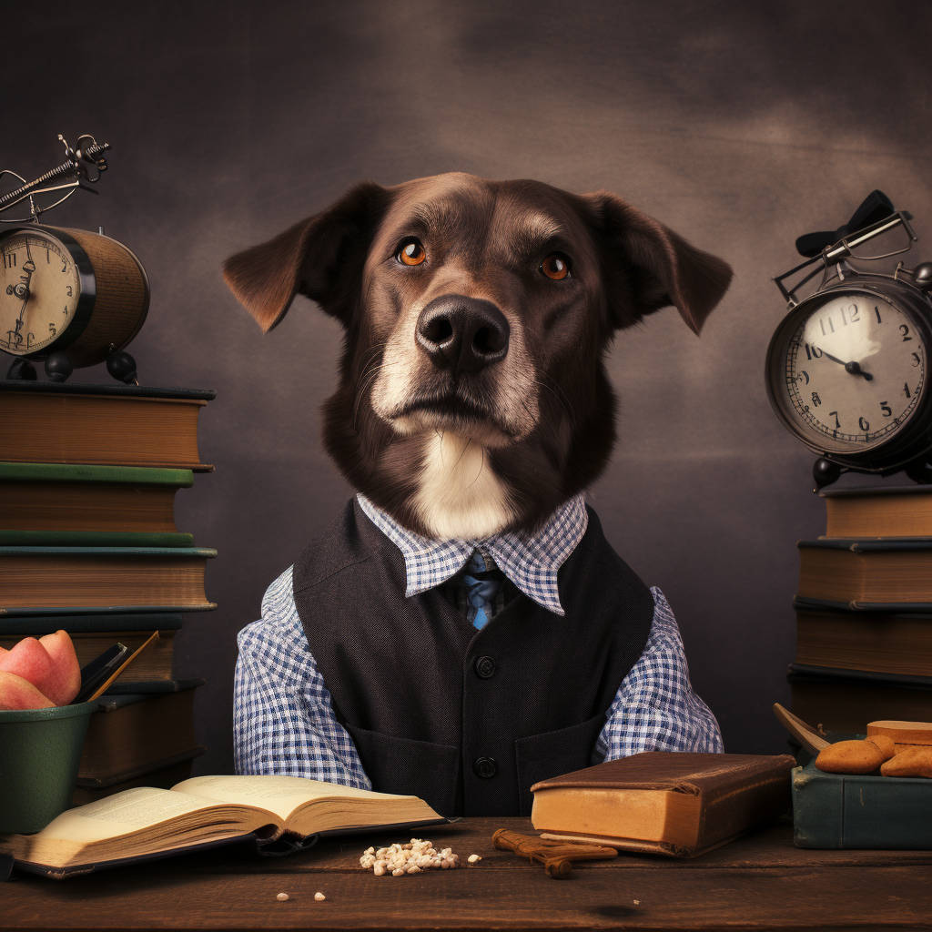 Regal Scholar: Painted Portrait of Your Dog in Academic Attire
