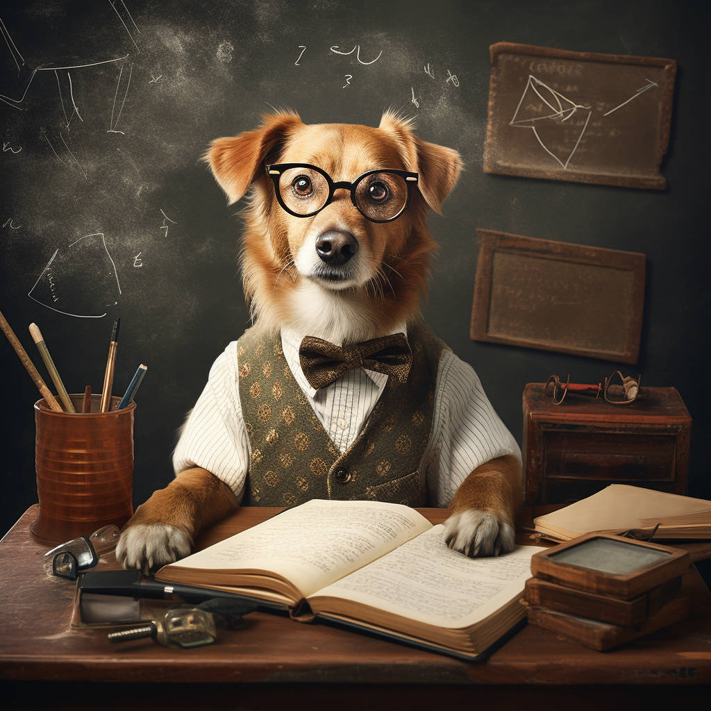 A Class Act Canine Creation: Pet Portrait Featuring Your Teacher-Themed Pooch