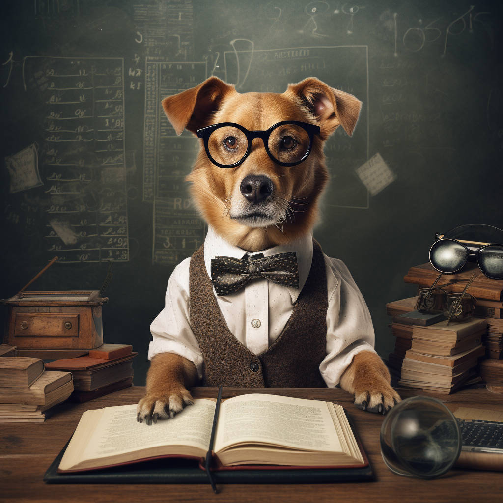 Inspirational Canine Elegance: Personalized Teacher-Themed Pet Canvas Portrait