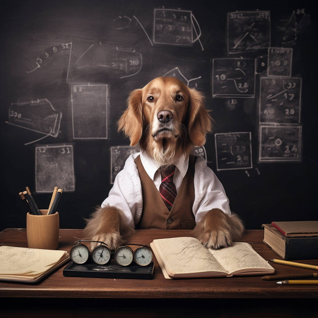 The Scholarly Canvas: Dog Portrait Artly Crafted for Teachers