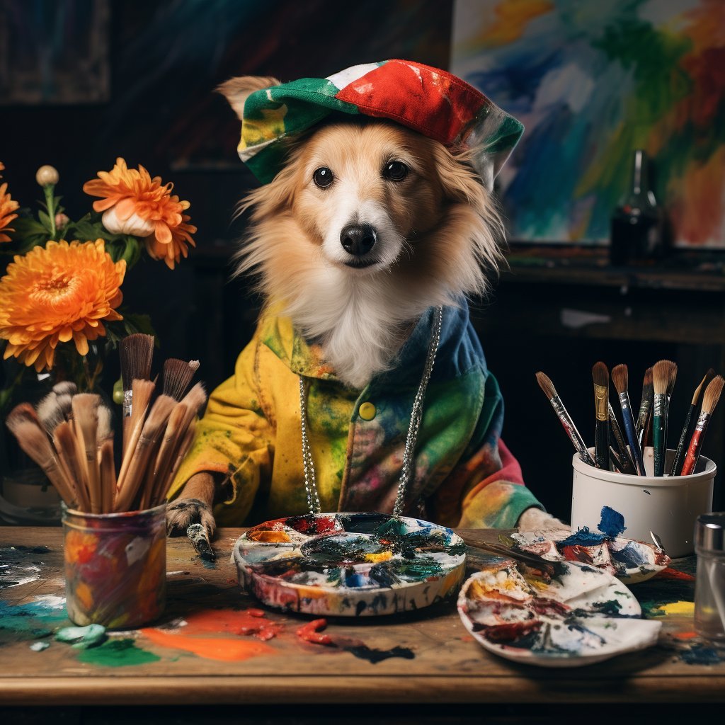 Birthday Brushstrokes: Painter's Tribute to Dog Dad