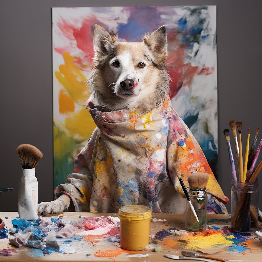 Painter's Paws: Dad's Delightful Portrait from the Dog