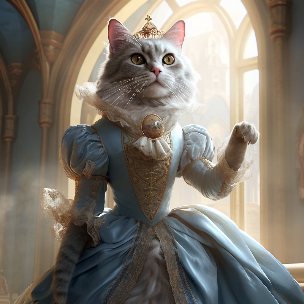 Royal Whiskers Wonderland: Disney Princess-Inspired Pet Canvas Portrait