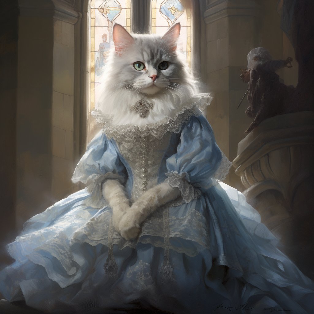 Enchanting Feline Royalty: Custom Pet Canvas Portrait