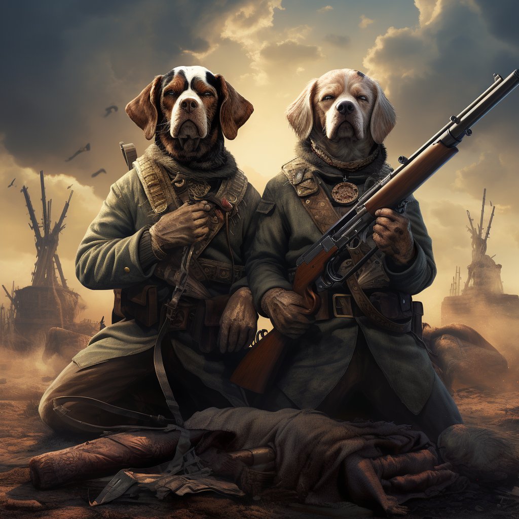 Dynamic Duo Delight: Twin Sharpshooters Canvas Portrait