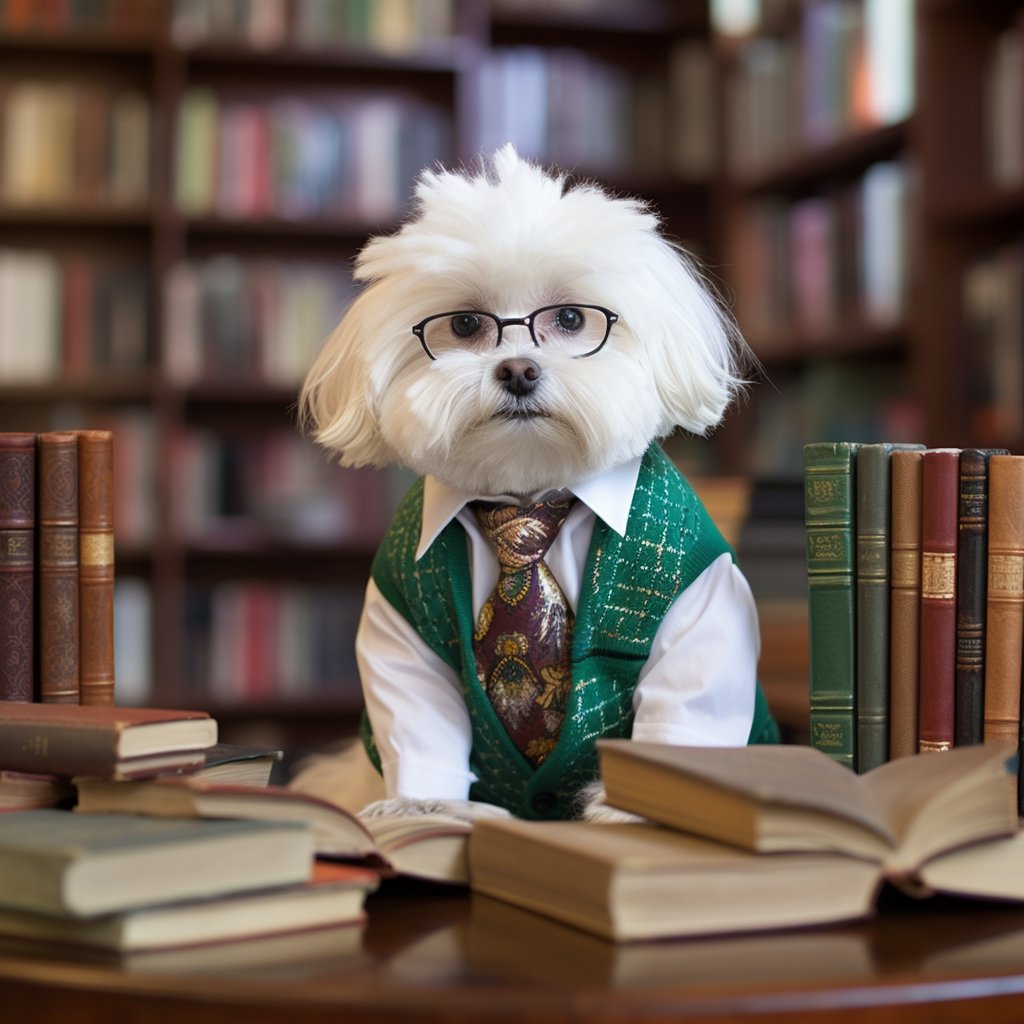 Literary Paws: Custom Librarian Pet Canvas Portraits