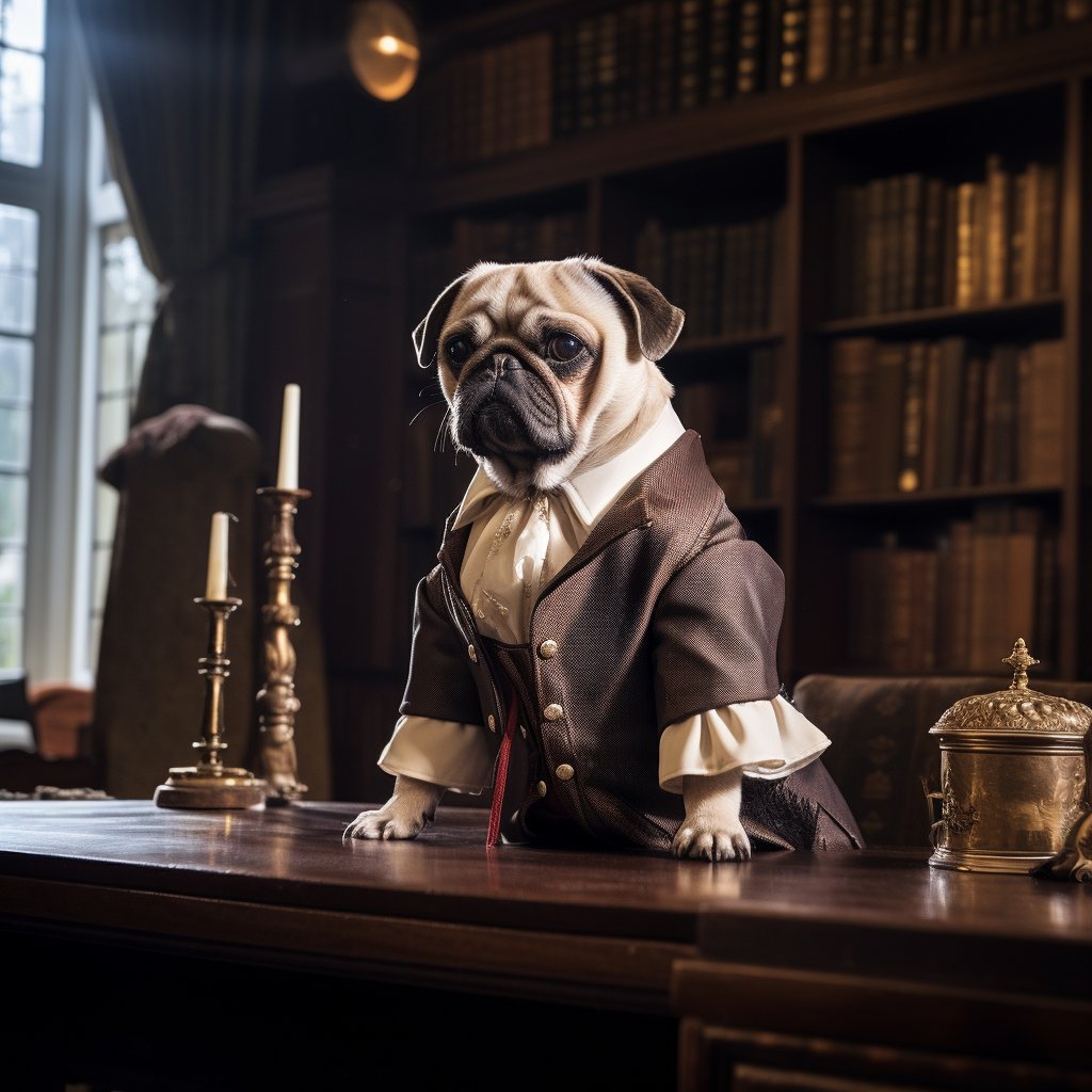Manor Masterpiece: Personalized Pet Art Print Reflecting Aristocratic Wisdom