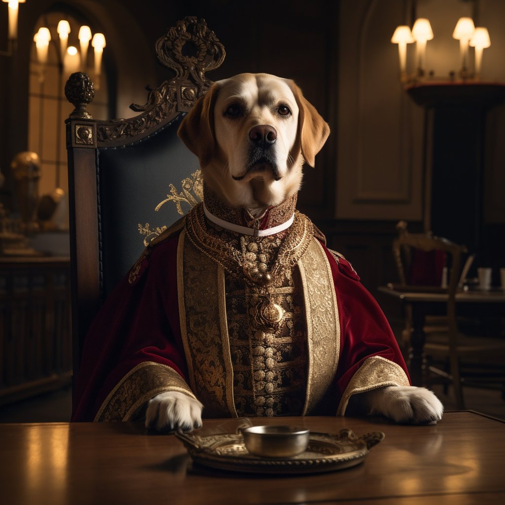 Noble Companion: Custom Pet Canvas Portrait Reflecting the Wisdom of the Lord of the Manor