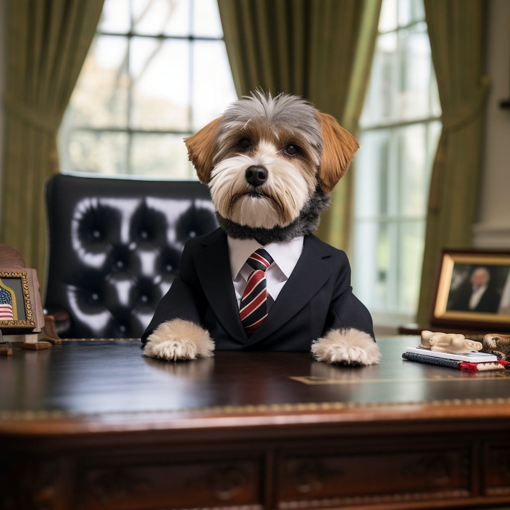 Presidential Pup: Golden Retriever Canvas Art Reflecting Democratic Ideals
