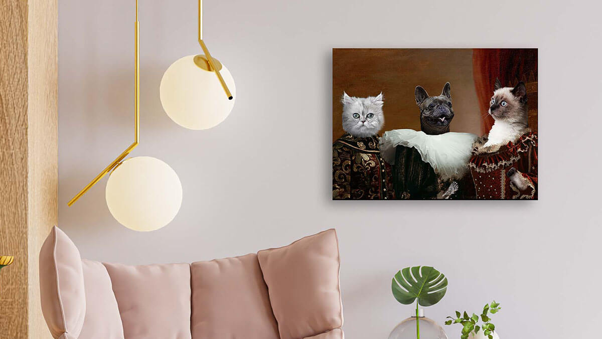 vintage pet portrait canvas