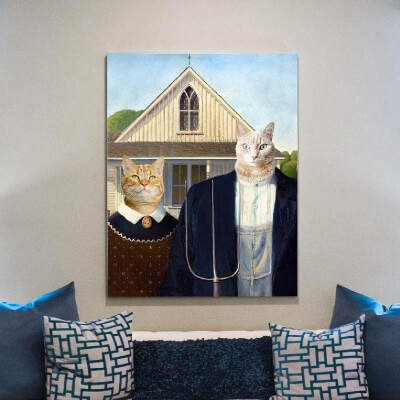 american gothic pet portrait art