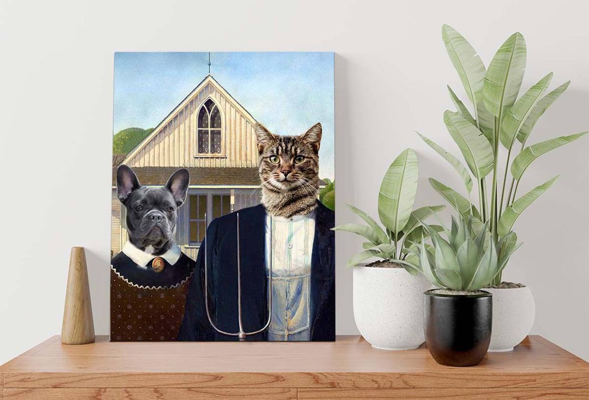 american gothic custom pet portrait