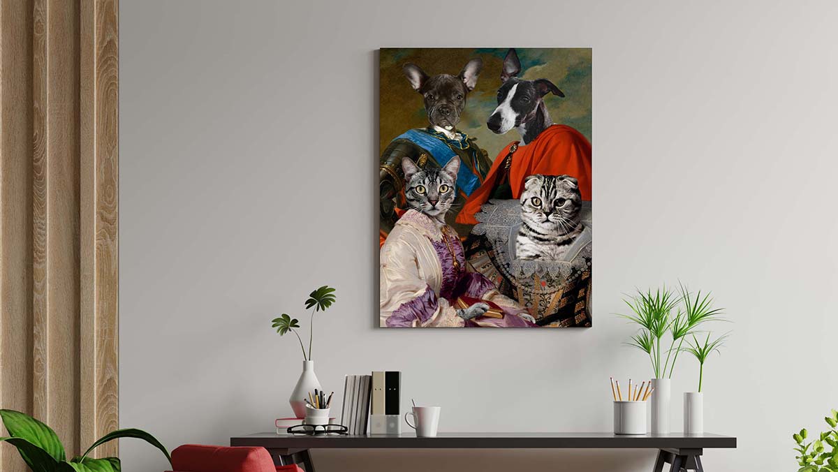 animal family portrait painting