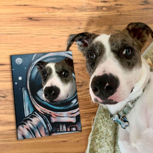 astronaut custom pet portrait canvas