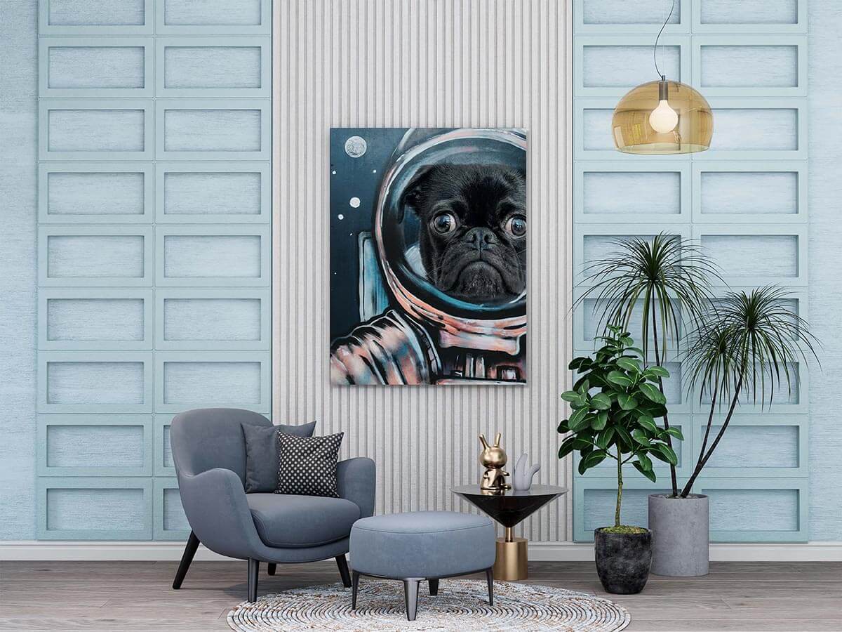 astronaut dog portrait cute pet portrait canvas
