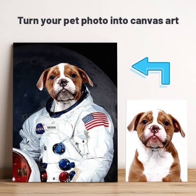 astronaut pet portrait painting
