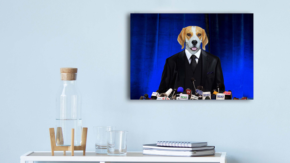 beagle dog spokesman of the government self portrait