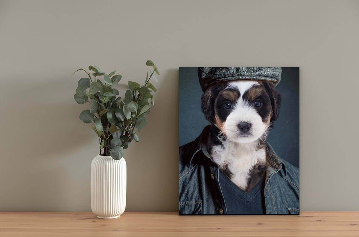 cowboy pet portrait canvas pet portrait