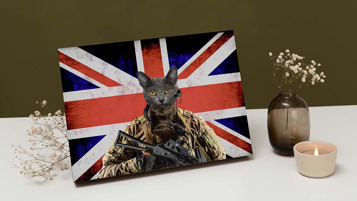 cat as the U.K. military soldier portraits