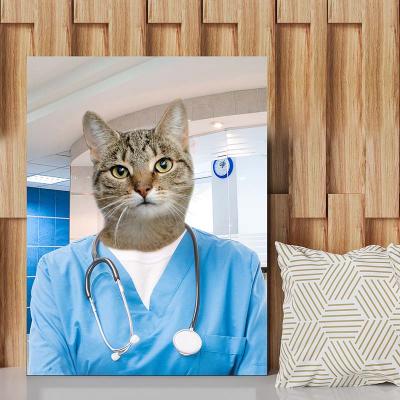 cat portraits dressed up as surgeon