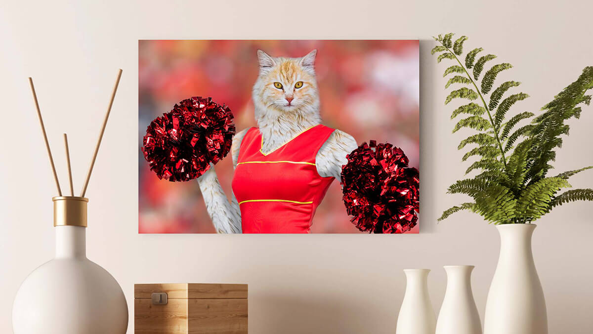 cheerleader pet portrait painting