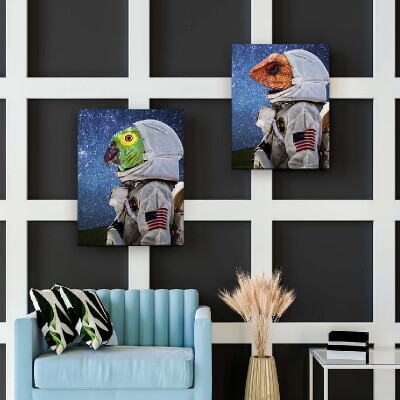 dog portrait astronaut custom pet portrait canvas