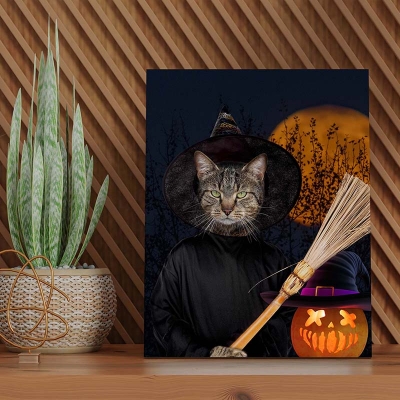 halloween fancy animal portraits cat into painting