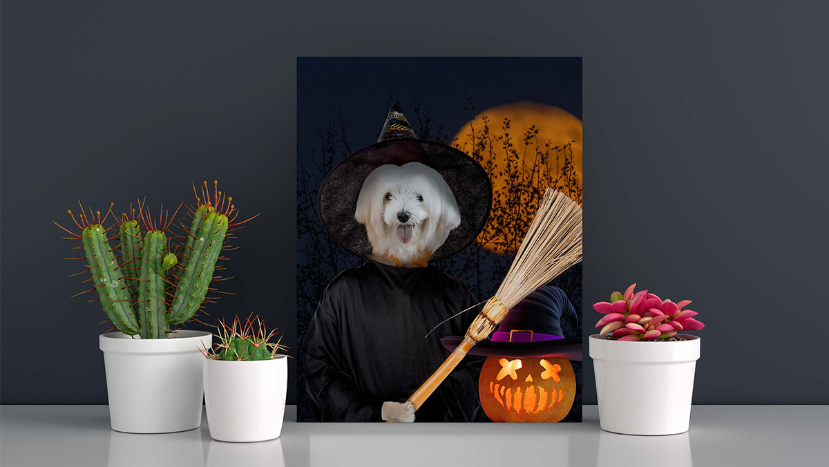 halloween fancy animal portraits pet into painting