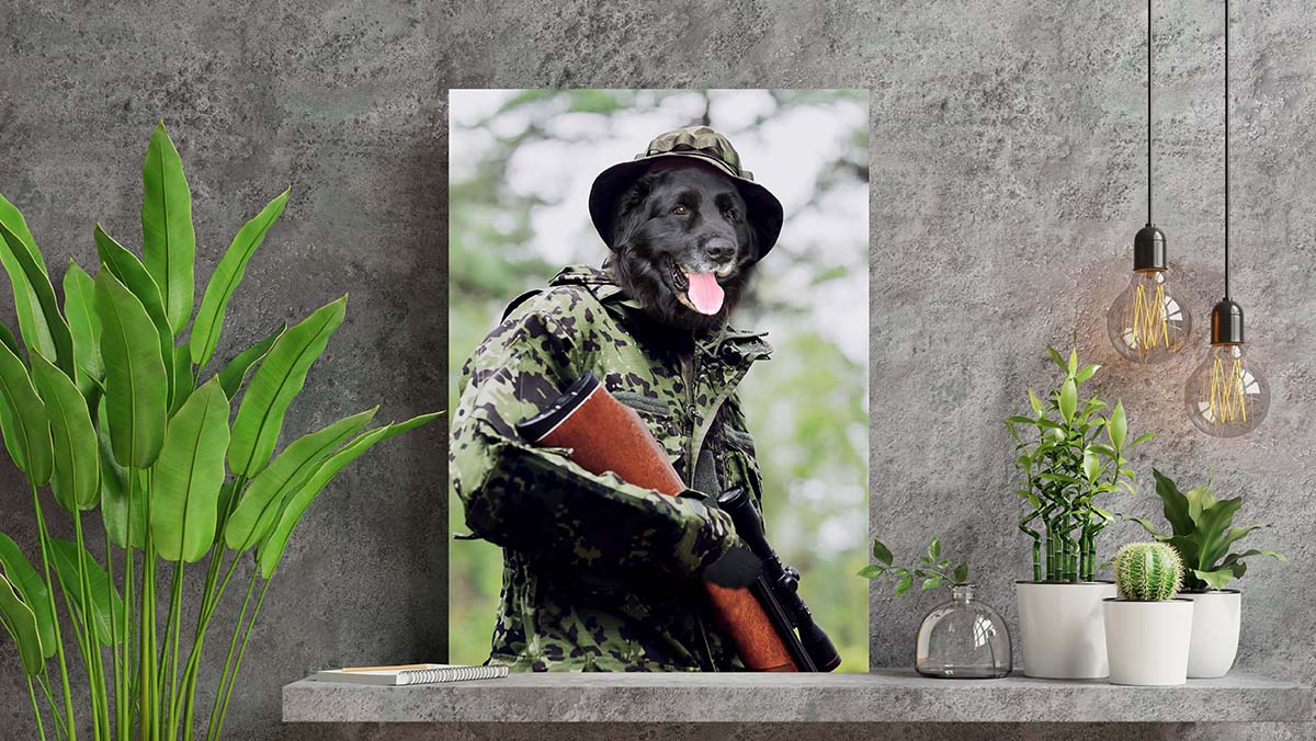 military dog soldier in field army paintings