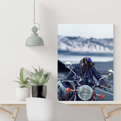 motorcycle pet portrait painting