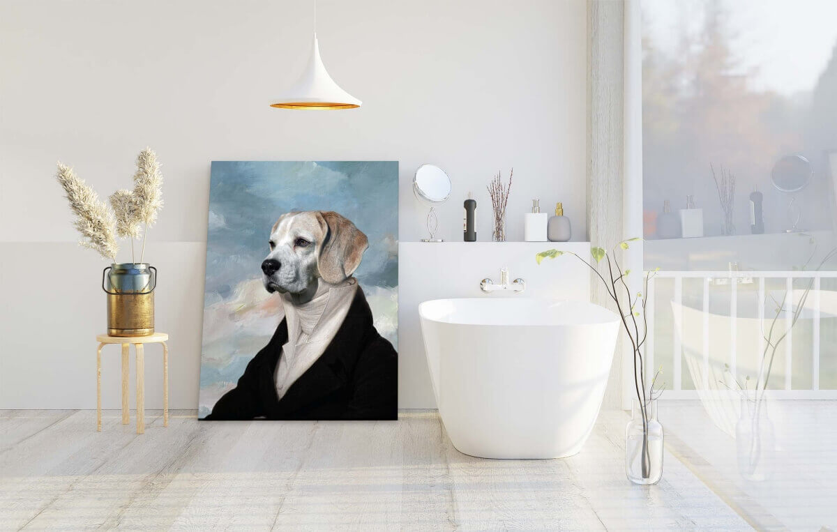 noble cat dog portraits in suit pet art