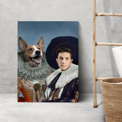 personalized pet and owner canvas