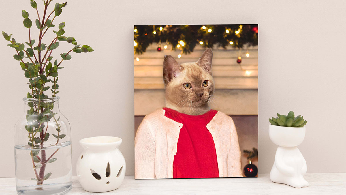 pet artwork gifts christmas cat portrait painting