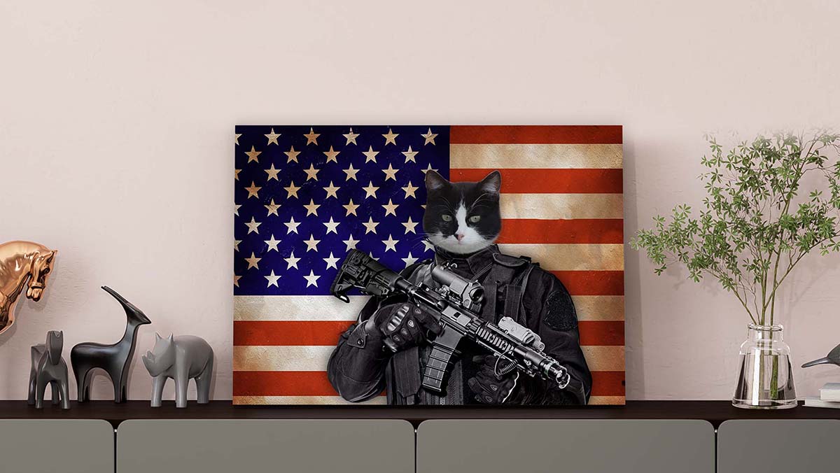 the U.S. military soldier portrait of your cat