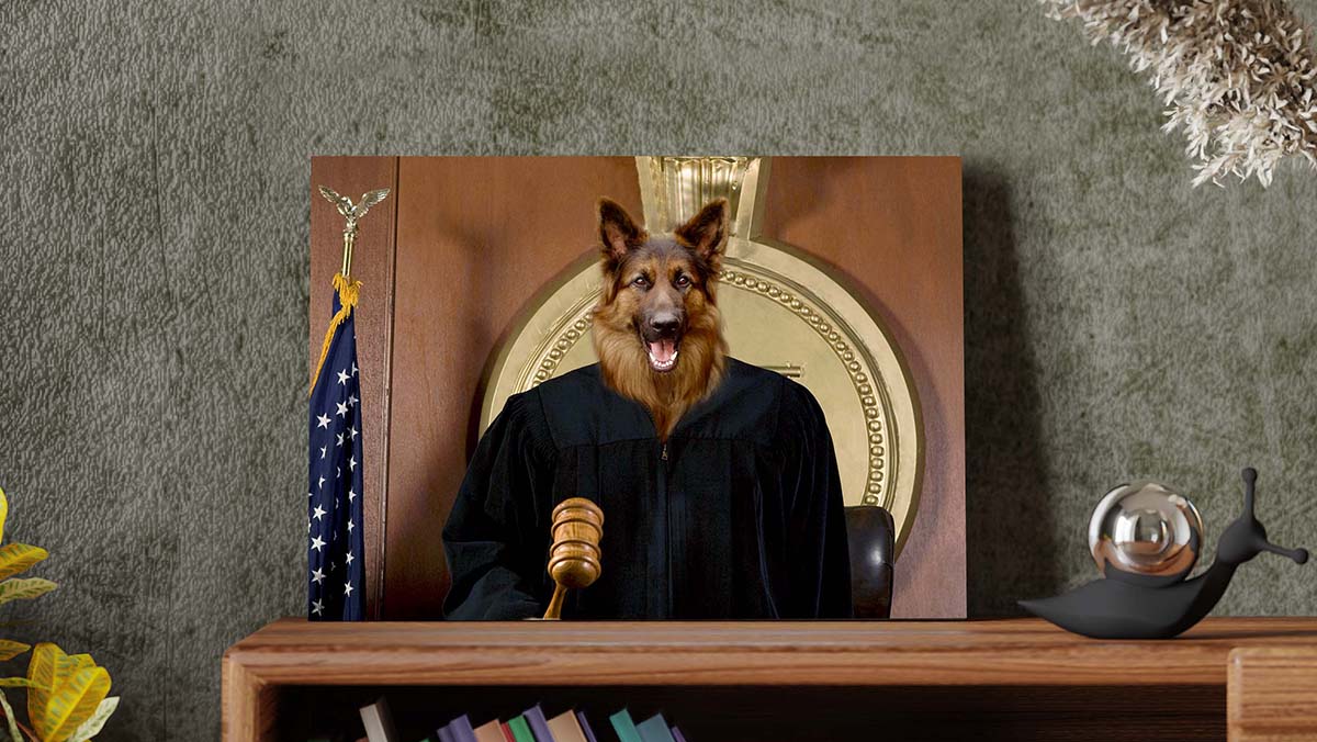 the judge of justice dog portrait art
