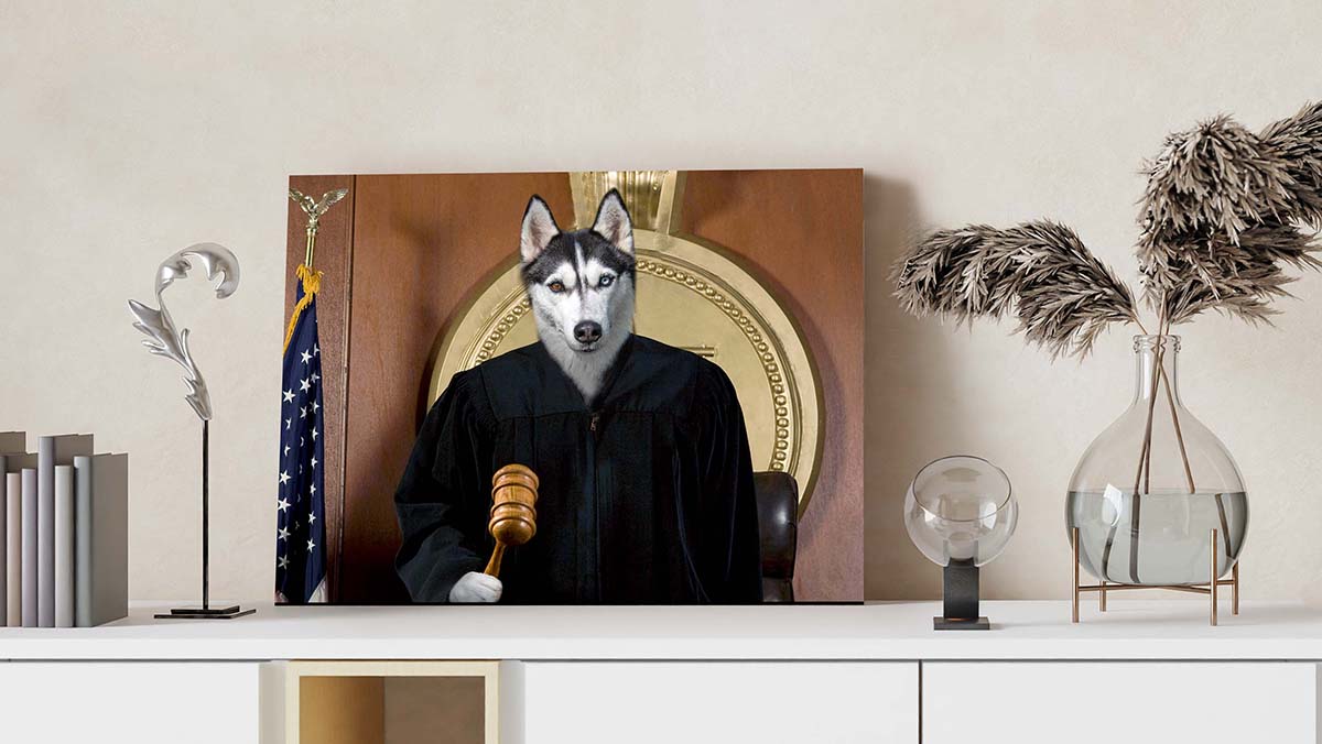 the judge of justice pet portrait art