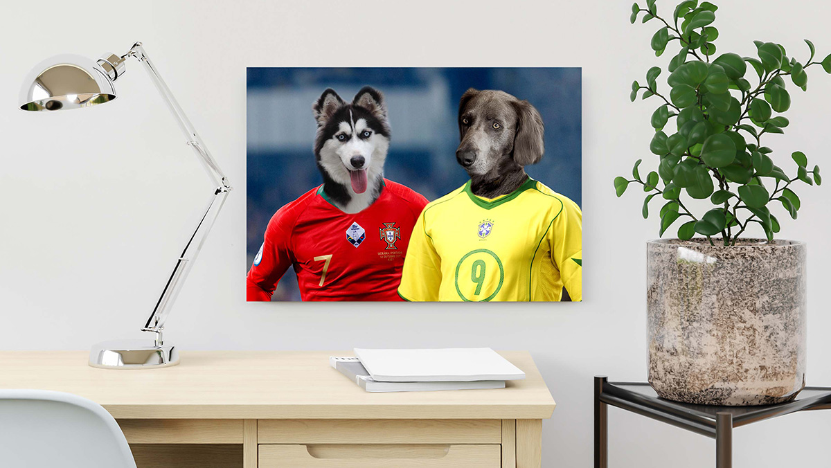the meeting soccer stars dogs painting