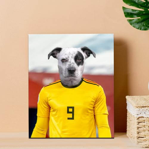 the soccer star before the camera pet art print