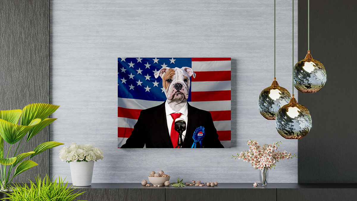 your dog giving the president speech painting